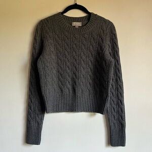J Crew Cashmere Shrunken Cable Knit Sweater XS in Charcoal Gray Crop $178 CE674